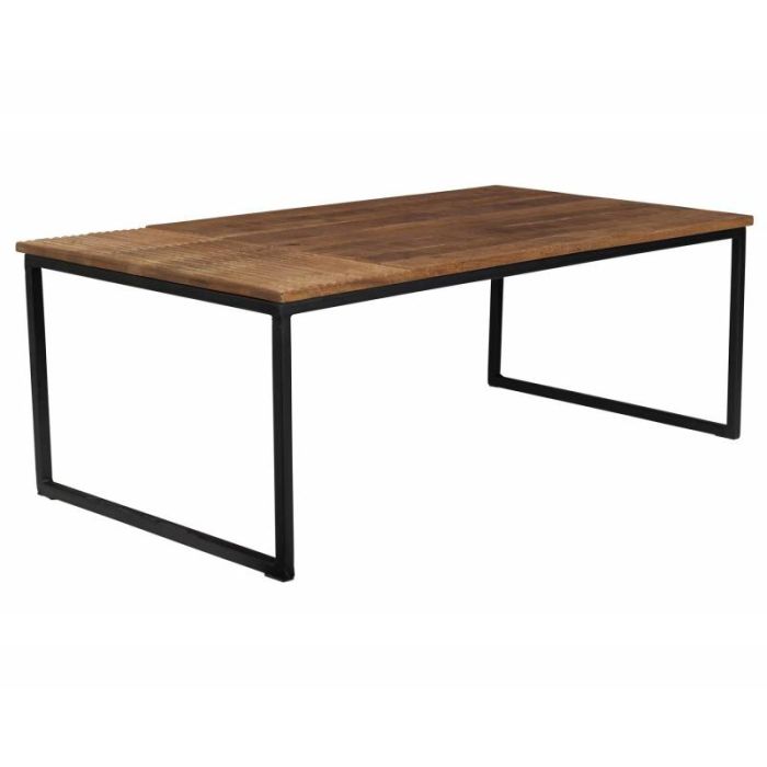 Mesa Centro Madera Mango Marrón Hierro Negro, 110 Cm