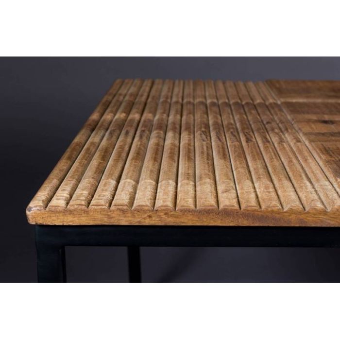 Mesa Centro Madera Mango Marrón Hierro Negro, 110 Cm