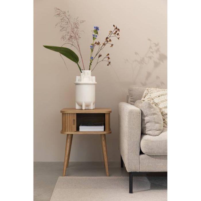 Mesa Auxiliar Chapa Madera Fresno Madera Caucho Natural, 45 Cm