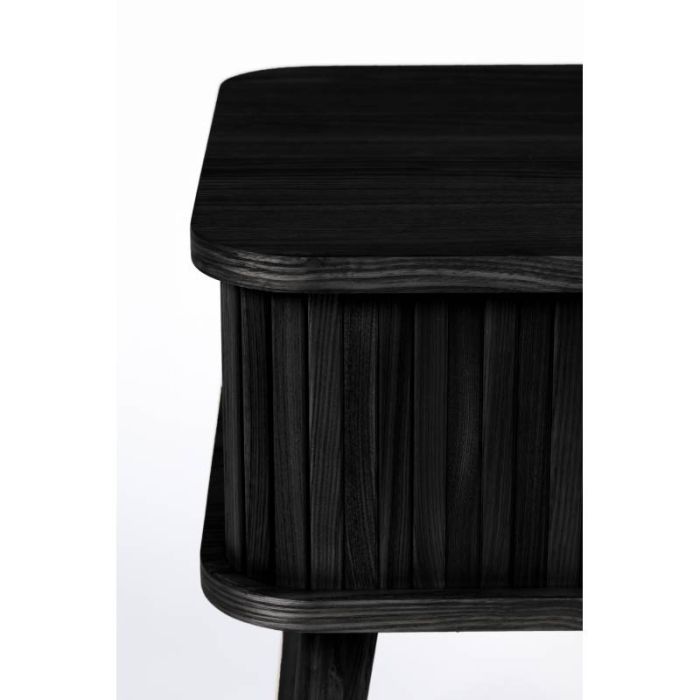 Mesa Auxiliar Chapa Madera Fresno Madera Caucho Negro, 45 Cm