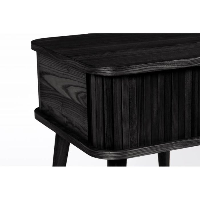 Mesa Auxiliar Chapa Madera Fresno Madera Caucho Negro, 45 Cm