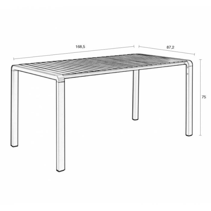 Mesa De Exterior Estilo Nórdico Aluminio Blanco, 168'5 Cm