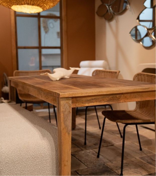 Mesa Comedor Madera Mango Natural, 140 Cm