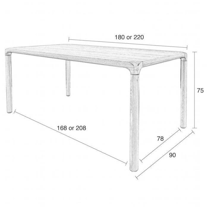 Mesa de Comedor Estilo Nórdico Madera Natural, 180 Cm