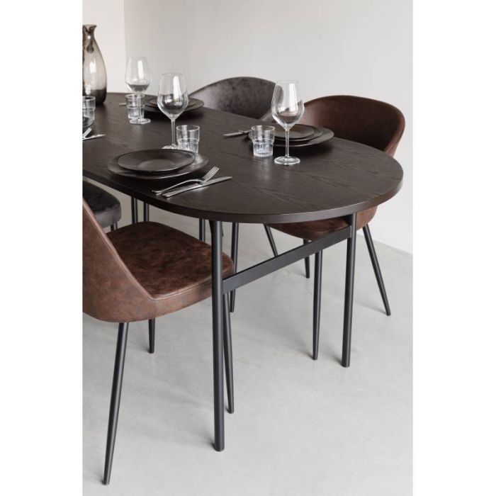 Mesa Comedor Ovalada Hierro Acabado Negro,180 Cm