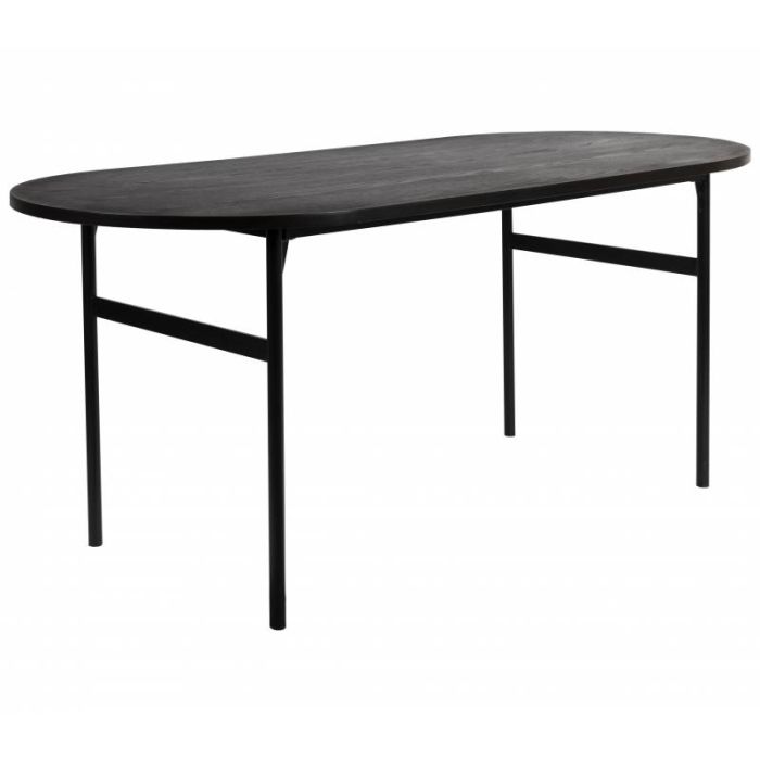 Mesa Comedor Ovalada Hierro Acabado Negro,180 Cm