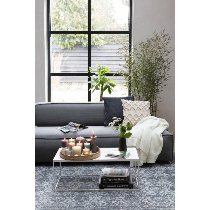 Mesa Centro Rectangular Cerámica Hierro Blanco, 93 Cm