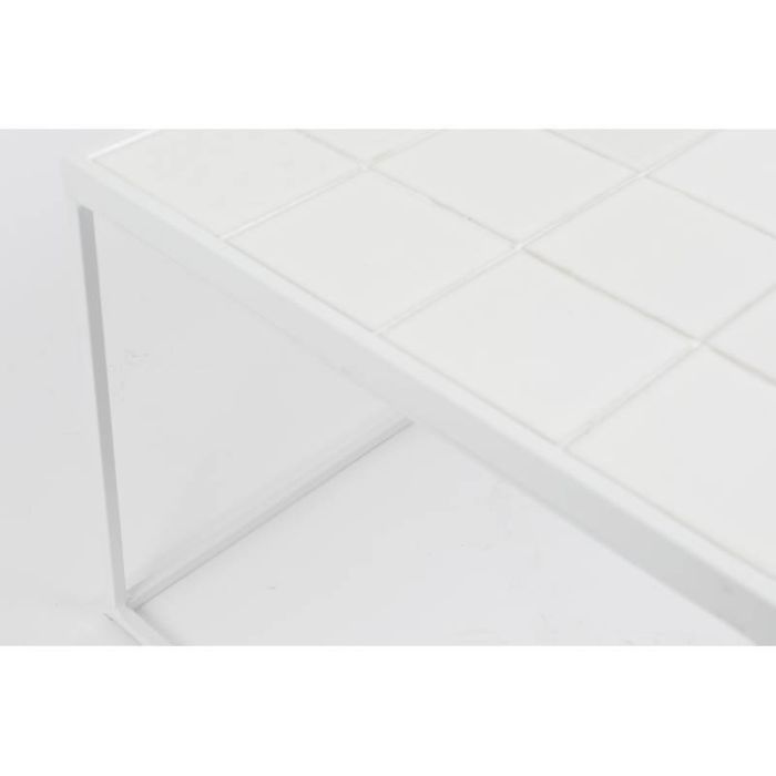 Mesa Centro Rectangular Cerámica Hierro Blanco, 93 Cm
