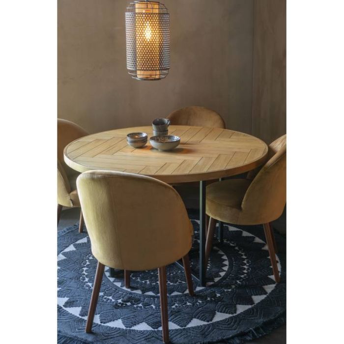 Mesa Comedor Chapa Madera Roble Acero, 120 Cm
