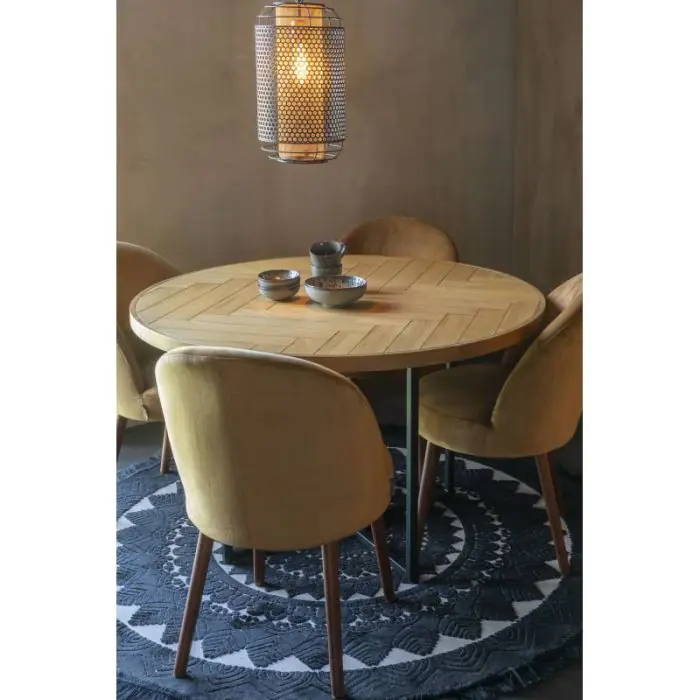 Mesa Comedor Chapa Madera Roble Acero, 120 Cm