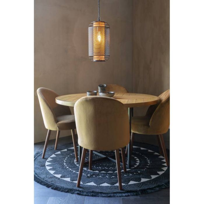 Mesa Comedor Chapa Madera Roble Acero, 120 Cm