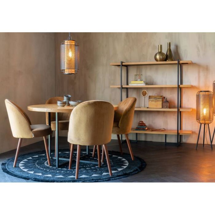 Mesa Comedor Chapa Madera Roble Acero, 120 Cm