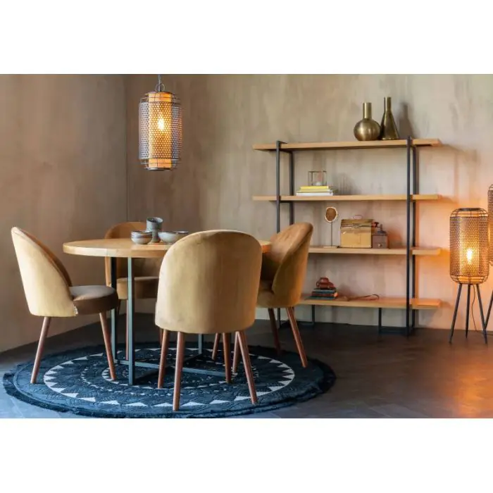 Mesa Comedor Chapa Madera Roble Acero, 120 Cm