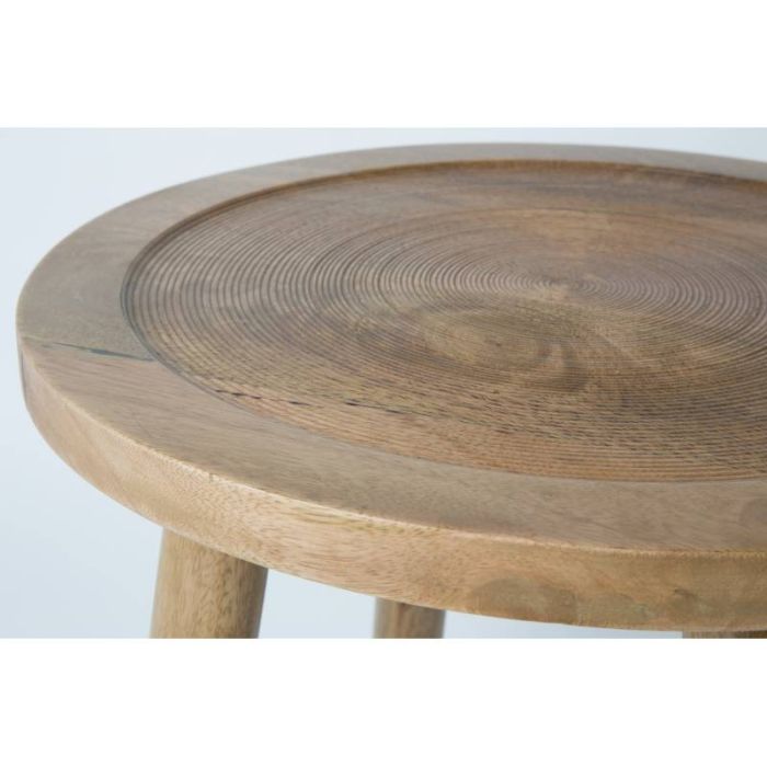 Mesa Auxiliar Redonda Madera Maciza Mango, 60 Cm
