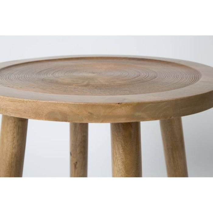 Mesa Auxiliar Redonda Madera Maciza Mango, 60 Cm