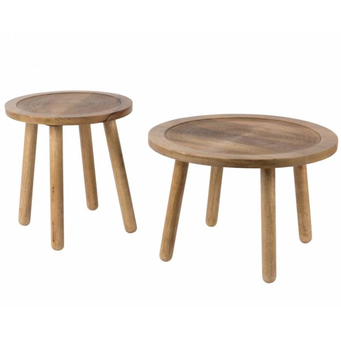 Mesa Auxiliar Redonda Madera Maciza Mango, 60 Cm