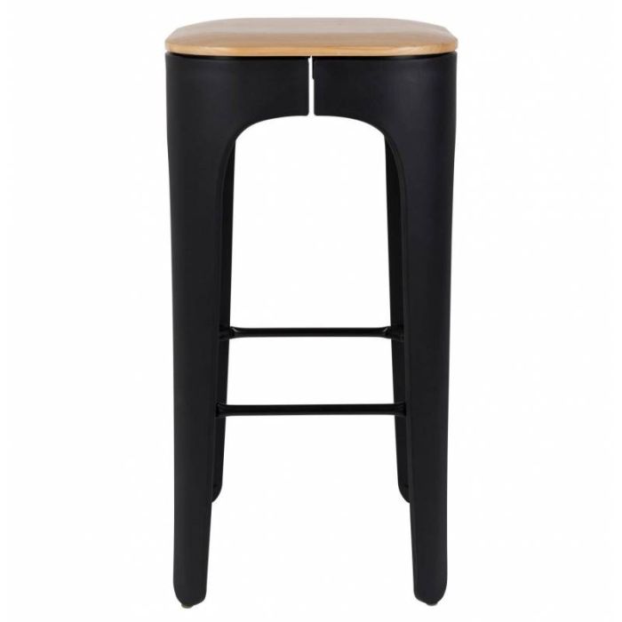 Taburete Up-High Estilo Nórdico Madera Fresno Acero Negro, 35 Cm