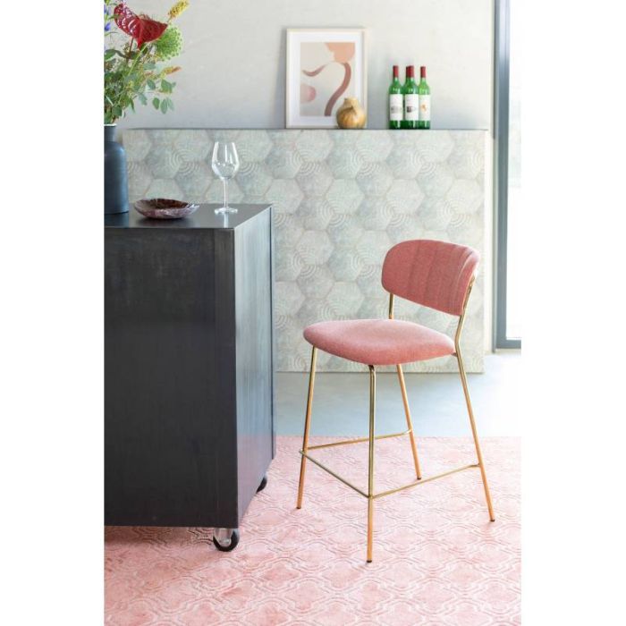 Taburete Tejido Rosa Acero Dorado, 56 Cm