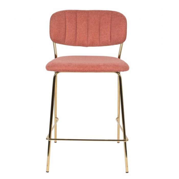 Taburete Tejido Rosa Acero Dorado, 56 Cm