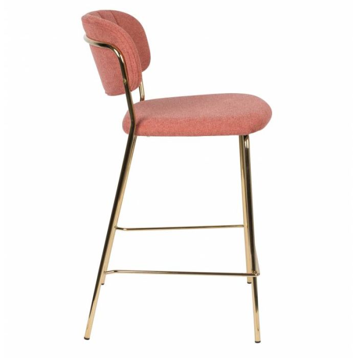 Taburete Tejido Rosa Acero Dorado, 56 Cm