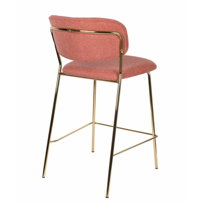 Taburete Tejido Rosa Acero Dorado, 56 Cm