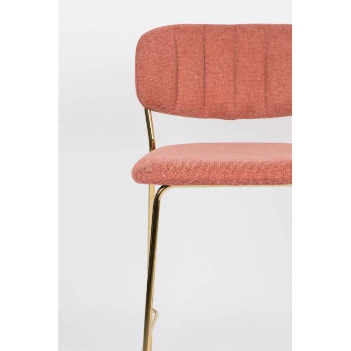 Taburete Tejido Rosa Acero Dorado, 56 Cm