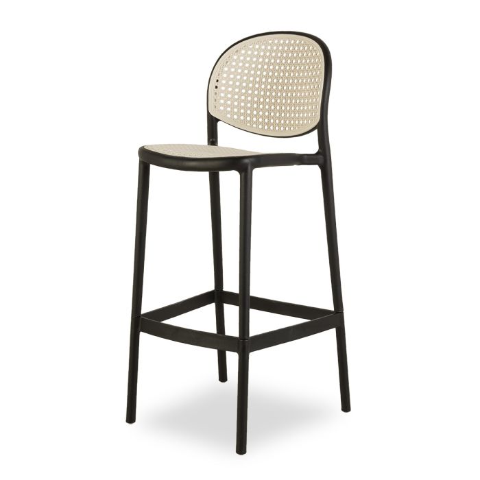 Taburete Alto Exterior Polipropileno Negro, 54 Cm