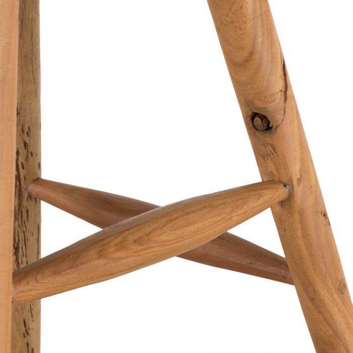 Taburete Alto Cuero Marrón Madera, 50 Cm