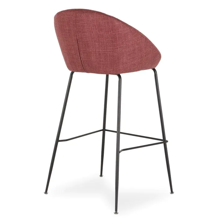 Taburete Tapizado Rojo Cereza Metal, 53 Cm