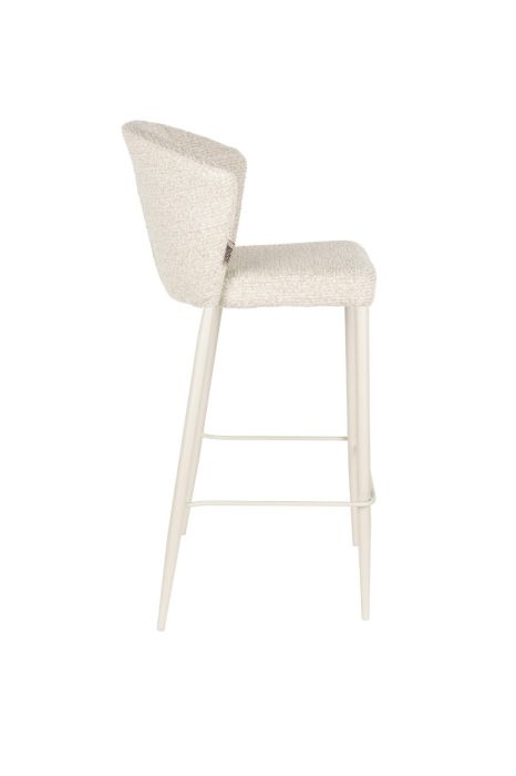 Taburete de bar en madera tapizada beige y metal 53,5 cm
