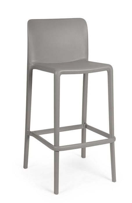 Taburete alto en polipropileno gris.