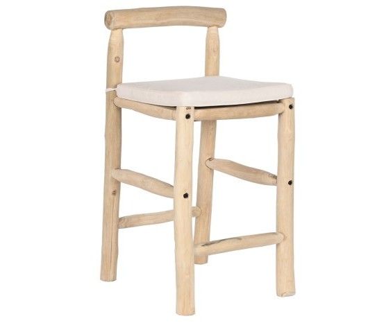 Taburete Madera Teca Con Cojín
