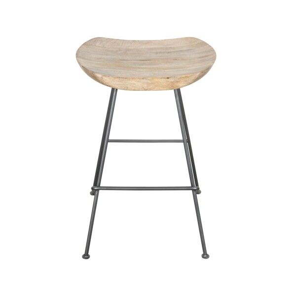 Taburete Alto Madera Mango Metal, 44 Cm