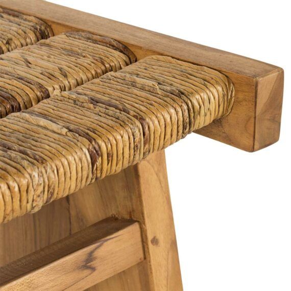 Taburete Alto Fibra Banano Madera Teca, 34 Cm