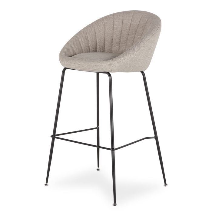 Taburete Tapizado Beige Metal, 53 Cm