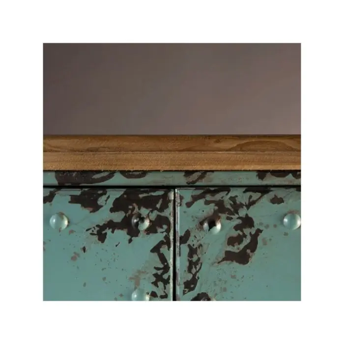 Armario Taquillero Estilo Industrial Azul Envejecido Hierro Pintado, 153 Cm