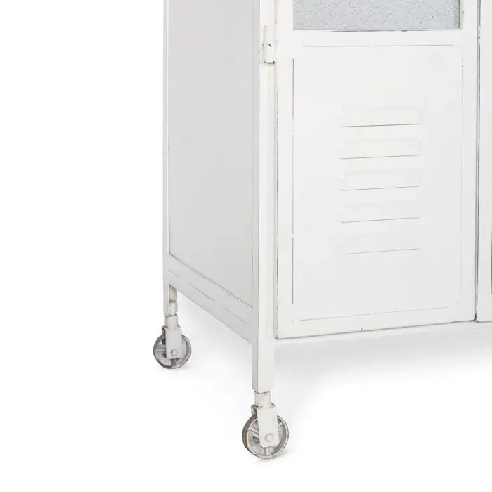 Taquilla con Ruedas Cristal Metal Blanco, 100 Cm