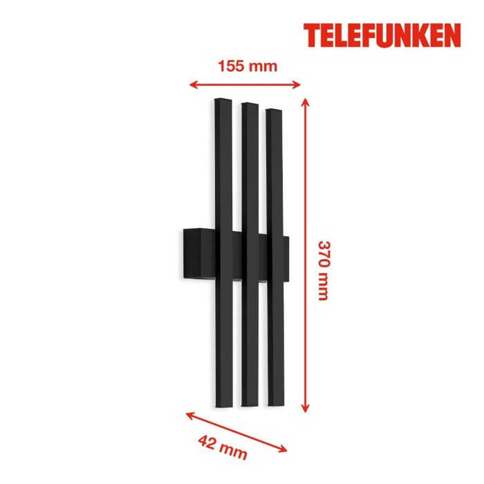 Aplique Exterior 3 Focos Led Metal Negro, 37 Cm