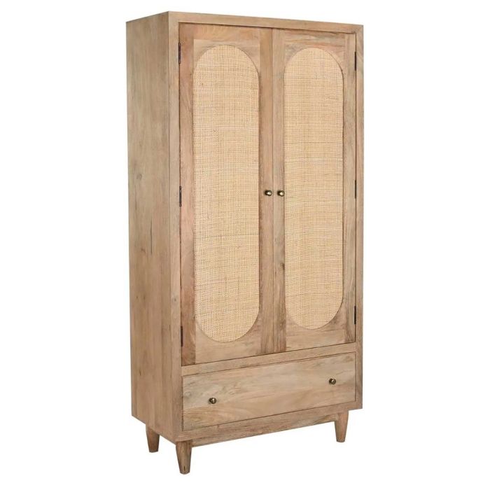 Armario Estilo Tropical Natural Madera Mango Ratán, 180 Cm