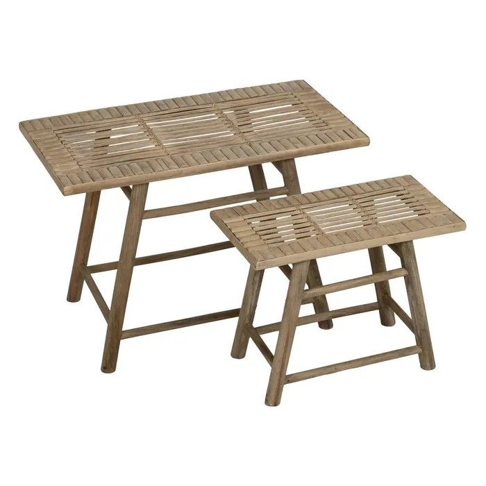 Set/2 mesa auxiliar étnica en bambú natural.
