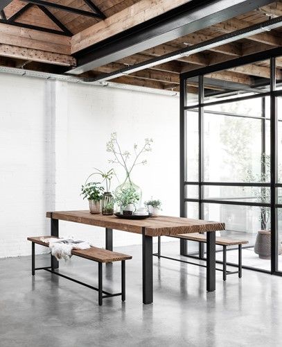 Mesa Comedor Madera Teca Metal, 250 Cm