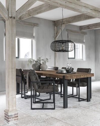 Mesa Comedor Madera Teca Metal, 250 Cm