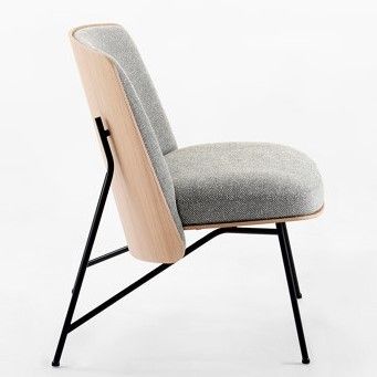 Sillón Tejido Bouclé Gris Madera Acero, 59 Cm