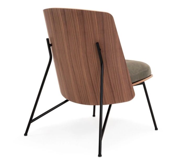 Sillón Tejido Bouclé Gris Madera Acero, 59 Cm