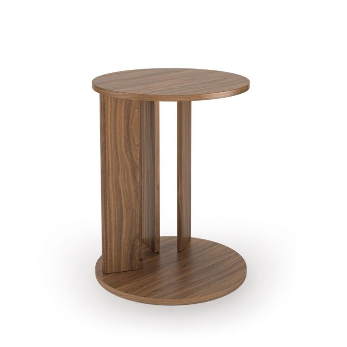 Mesa Auxiliar Diseño Moderno Redonda Nogal, 50 cm