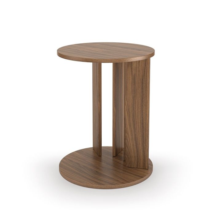 Mesa Auxiliar Diseño Moderno Redonda Nogal, 50 cm