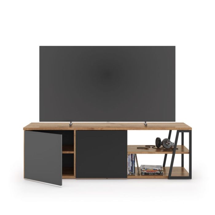 Mueble Tv  Moderno  Madera Negro Albi, 145 Cm