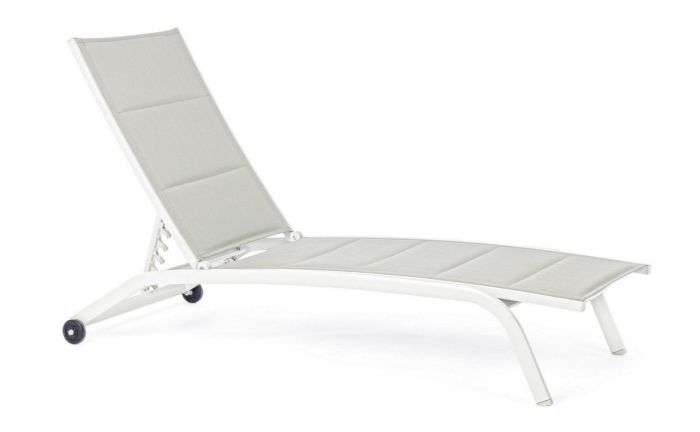 Tumbona Con Ruedas Exterior Cleopas Estilo Moderno Aluminio Blanco, 61 Cm