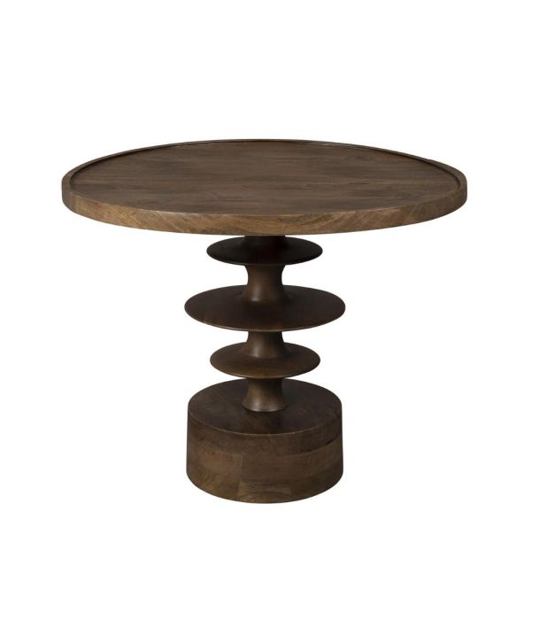 Mesa de centro mid-century en madera de mango marrón.