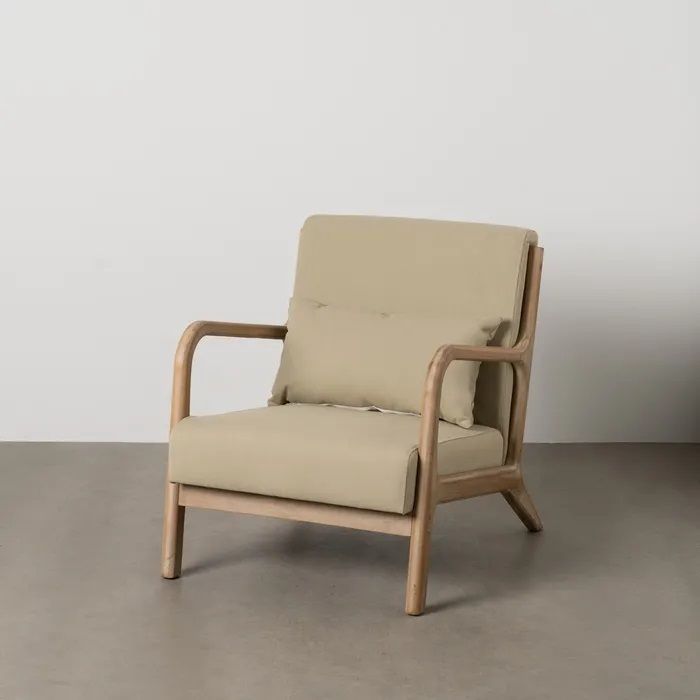 Sillón Natural-Beige Tejido-Madera, 66 Cm